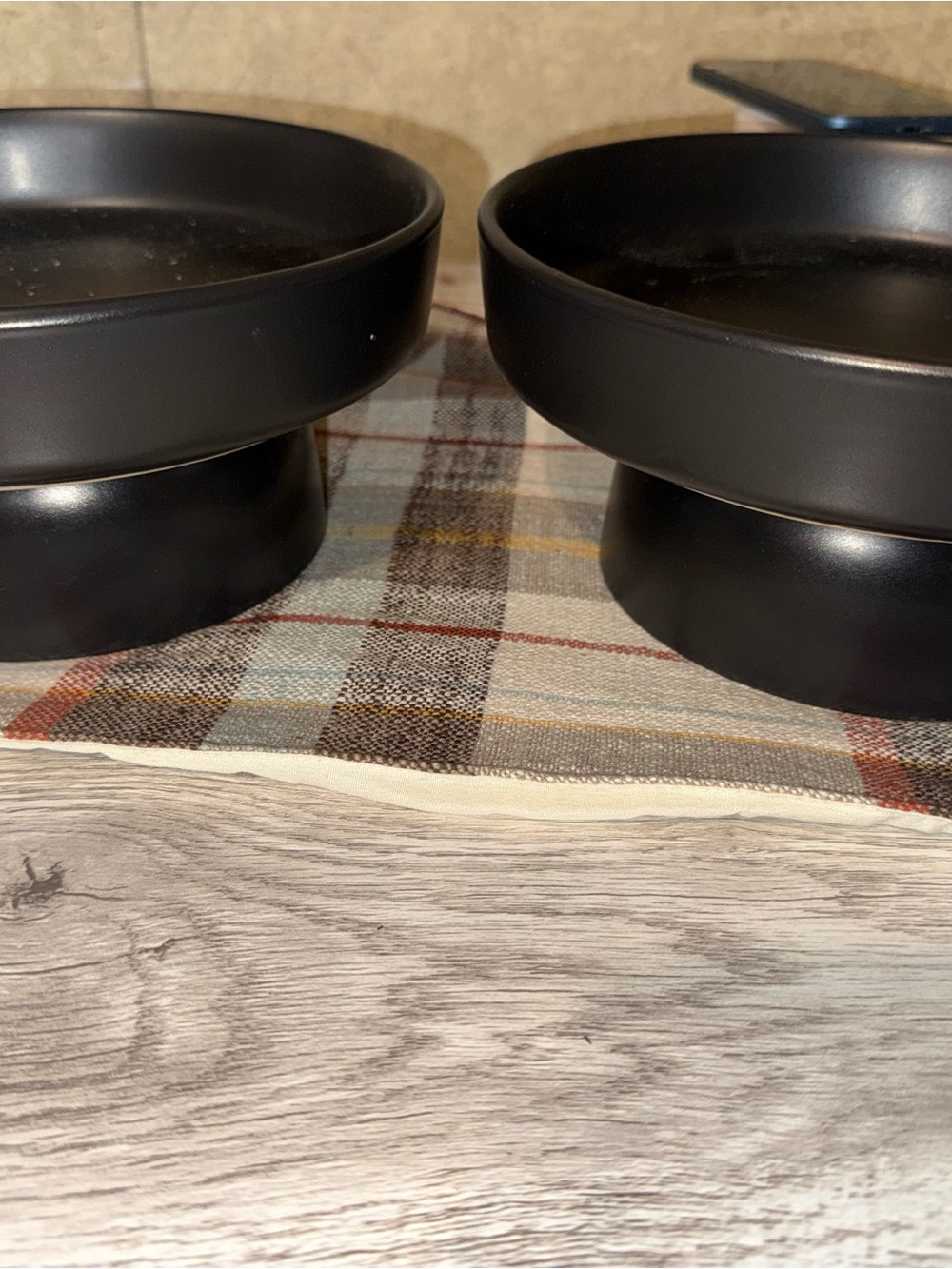 Matte Black Pedestal Serving Bowls - Set of 2